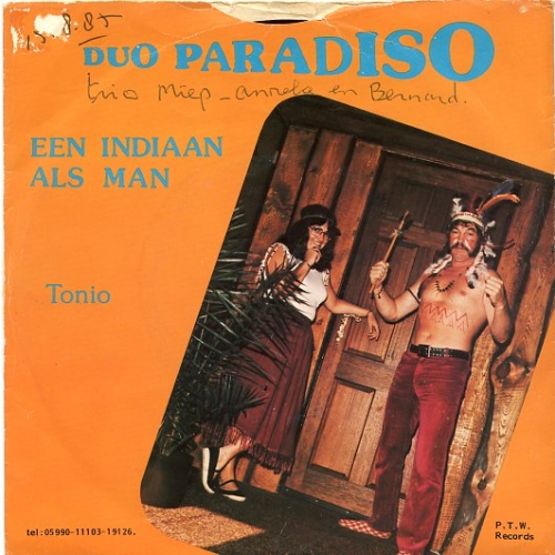 P.T.W. Records – D.P. 82. L. 001 - Duo Paradiso – Een Indiaan Als Man / Tonio (Front)